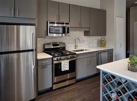 grey cabinets with stainless steel appliances|stainless steel kitchen cabinets colors.